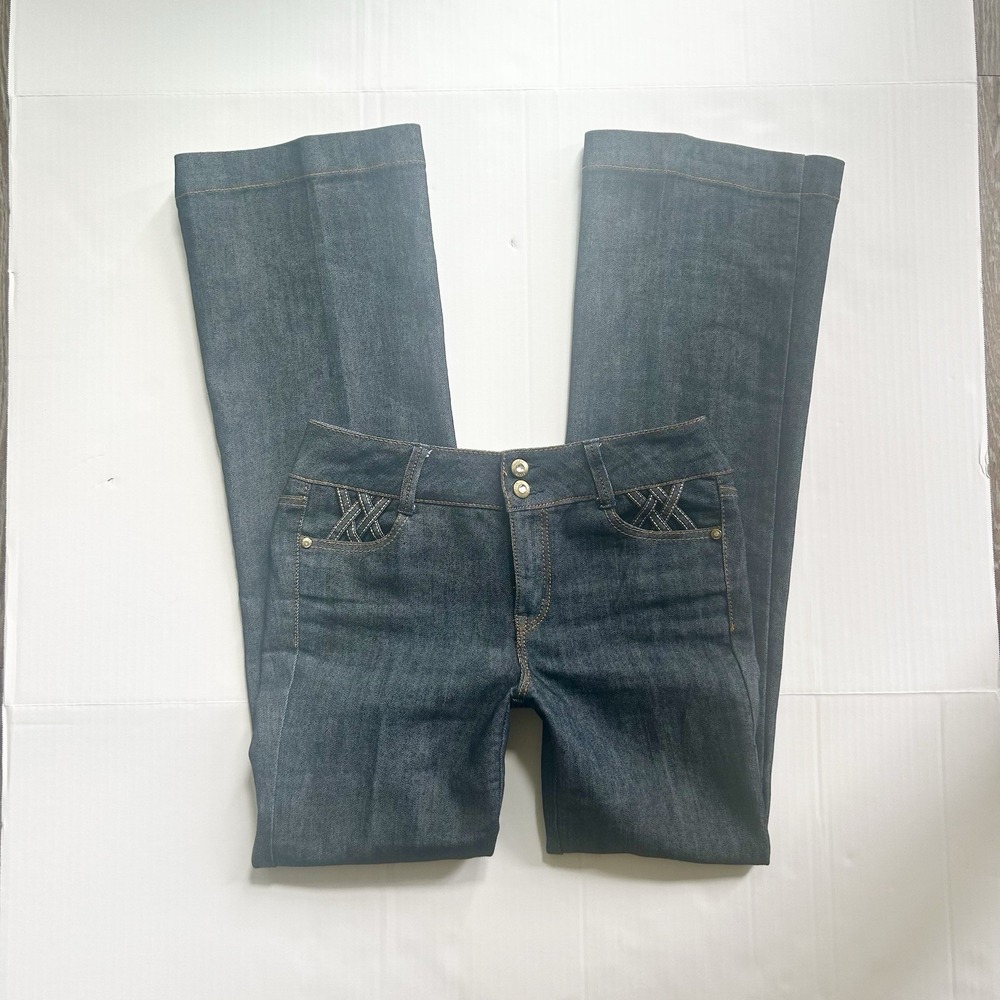 2000s Cache Lace Up Mid Rise Bootcut Jeans Y2K Grunge Indie Sleaze Festival - Picture 2 of 9